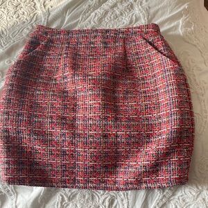 Elegant Tweed Pencil Skirt - Red and White